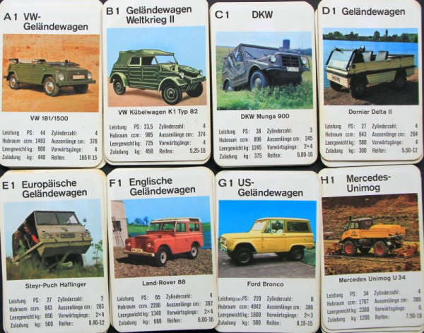 Altenburg Spielkarten "Geländewagen" 1972 Kartenspiel (6517)